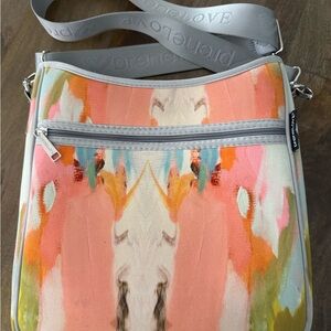 PreneLove Coral Abstract Crossbody Bag With Extra Pouch and Straps